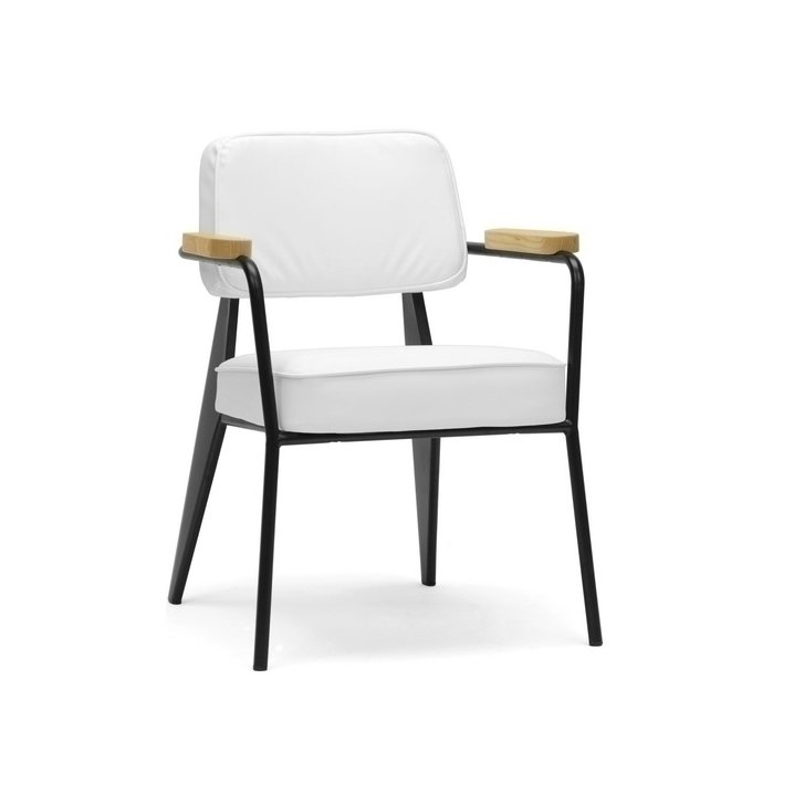 Albany | Prouve Director Armchair - White Furniture-Dining Room-Dining & Side Chairs