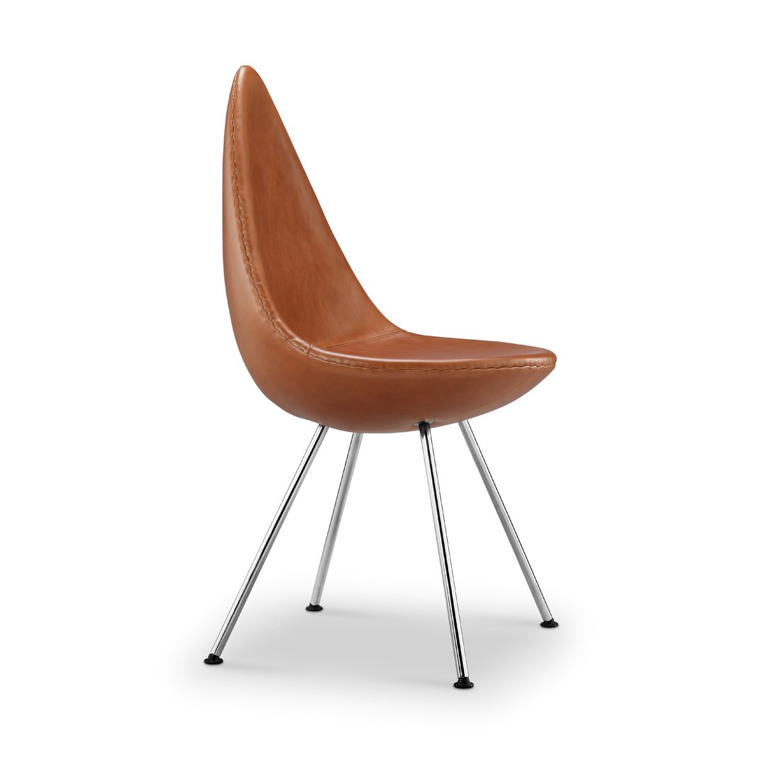Replica Arne Jacobsen Drop Chair - tan leather