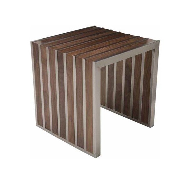 stainless steel walnut end table