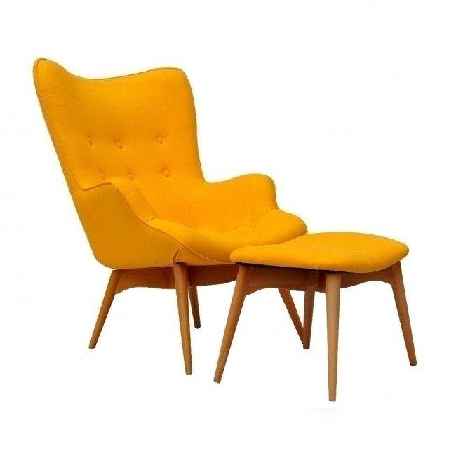 grant featherston chair and ottoman - yellow