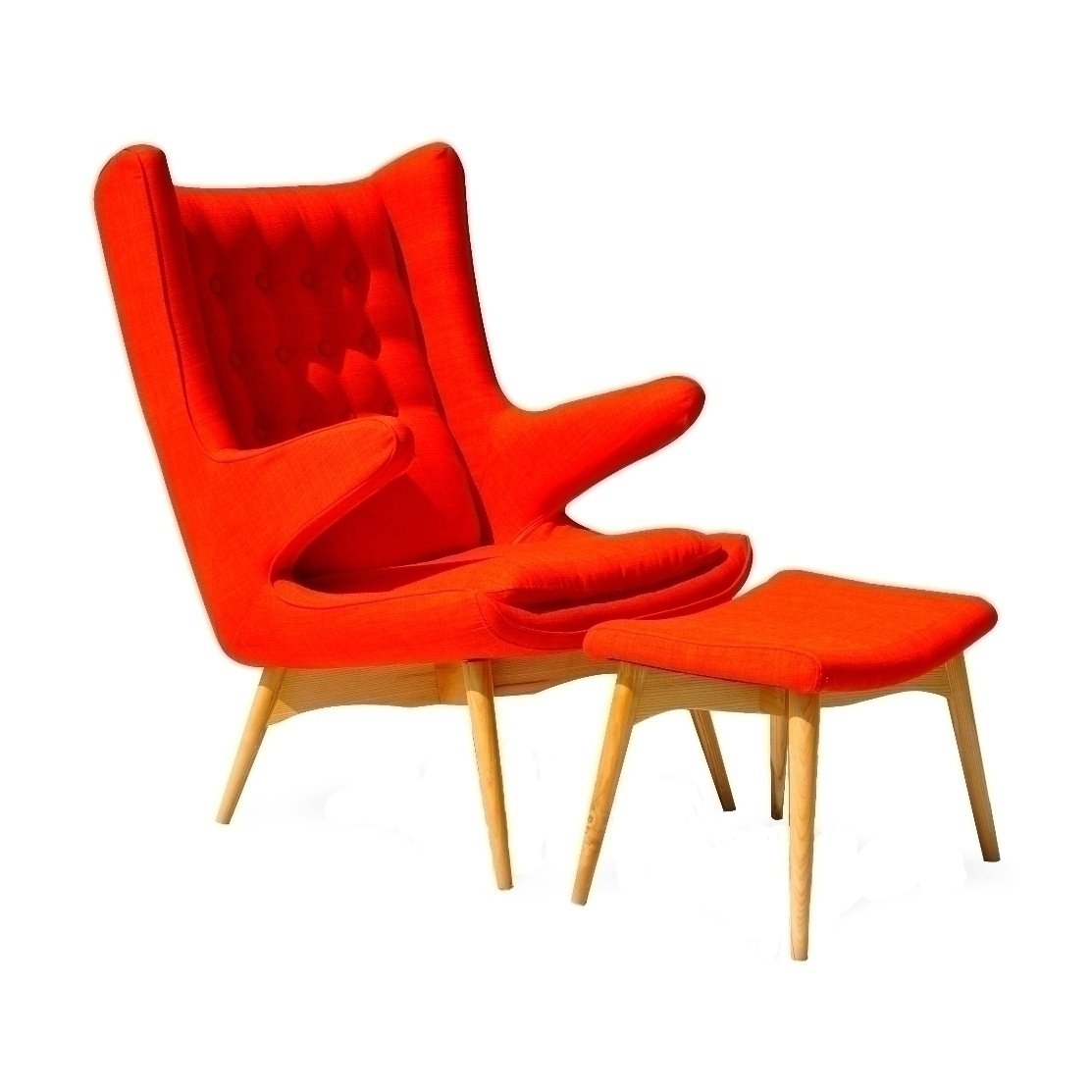 Northport Chair And Ottoman - Orange Furniture-Living Room-Ottomans & Stools