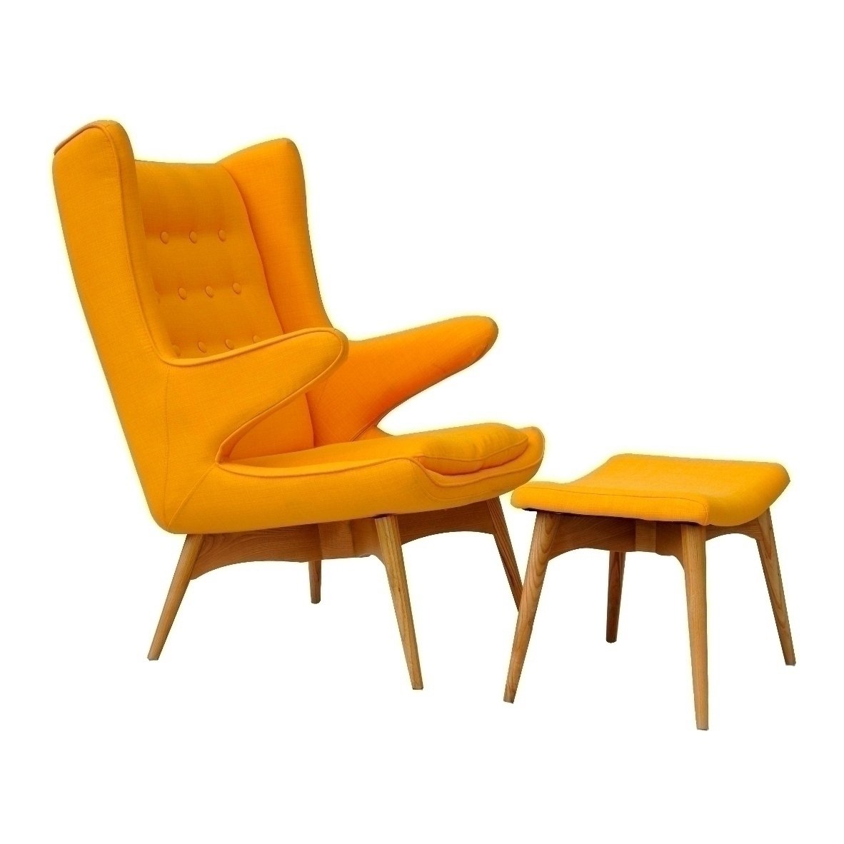Northport Chair And Ottoman - Yellow Furniture-Living Room-Ottomans & Stools